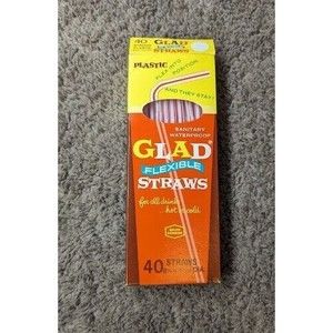 Vintage New Open Box Glad Flexible Plastic Straws *Read